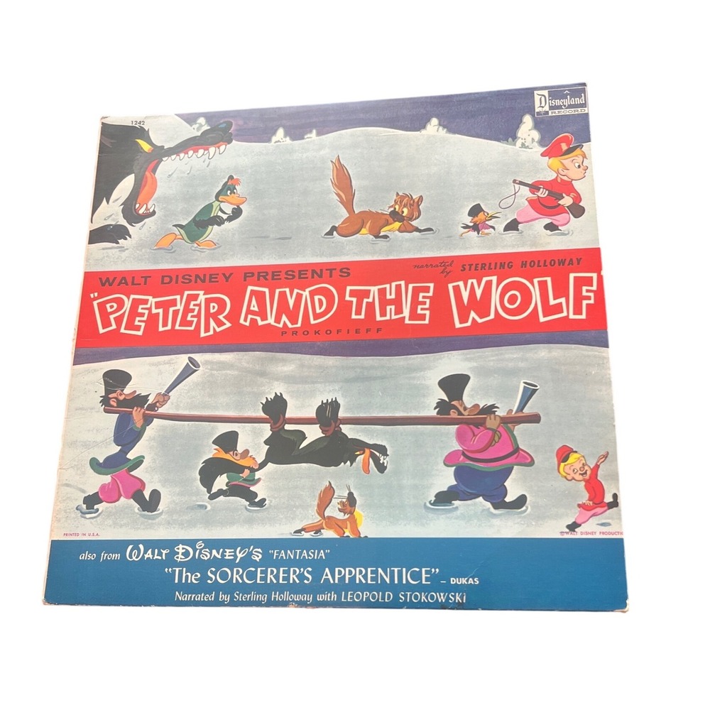 Walt Disney Peter and the Wolf Sorcerer's Apprentice Vinyl‎ Record Disneyland